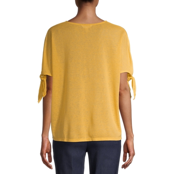 Time and Tru Women's V-Neck Tie Detail T-Shirt - Picture 4 of 6